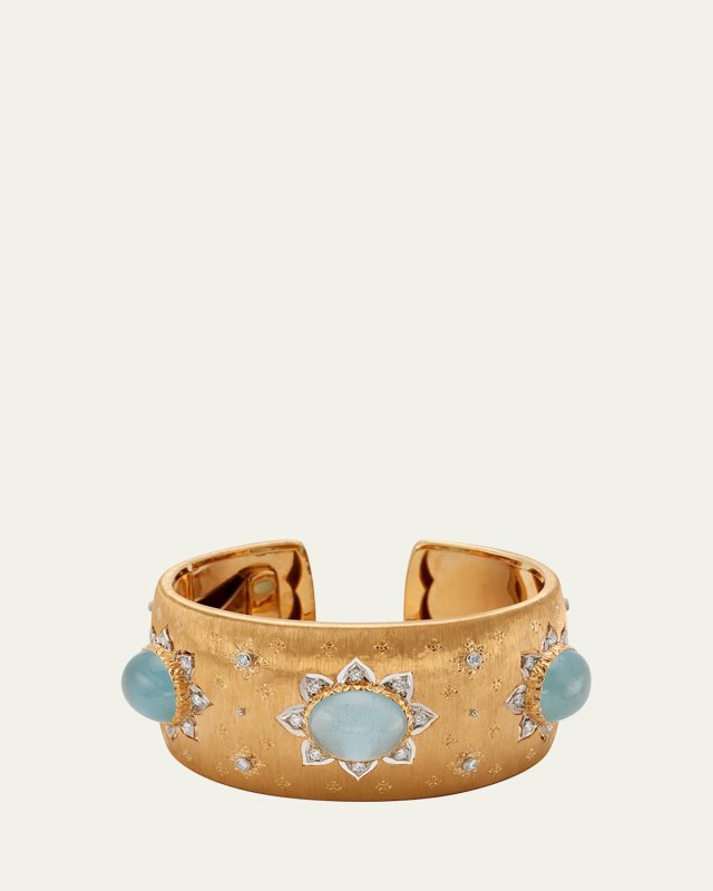 Macri Color Bangle with Aquamarine and Diamonds